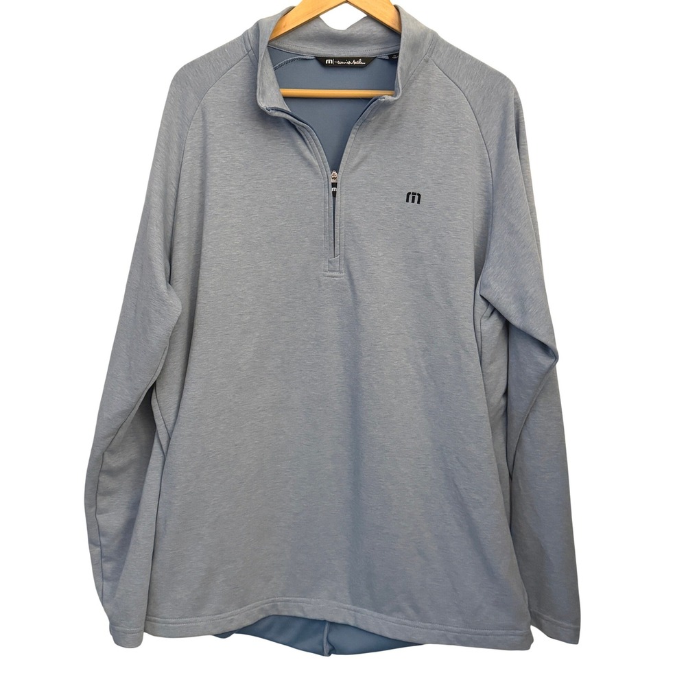TravisMathew Quarter Zip Pullover Mens‎ XL Blue Excellent Heathered Golf Active